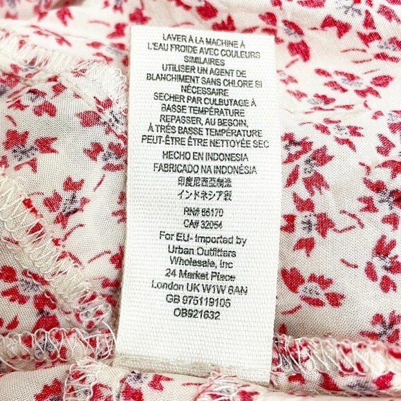 Free People One Fine Day Red Floral Print Flowy Oversized Mini Dress Size Small - Picture 14 of 15